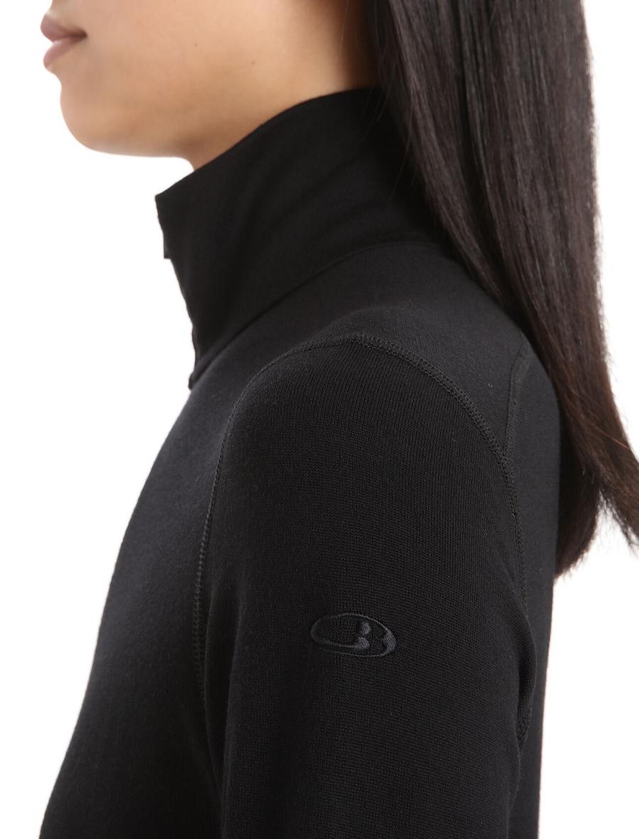 Base Layers Icebreaker Merino 260 Tech Long Sleeve Half Zip Thermal Top Damskie Czarne | PL 1032BEXC